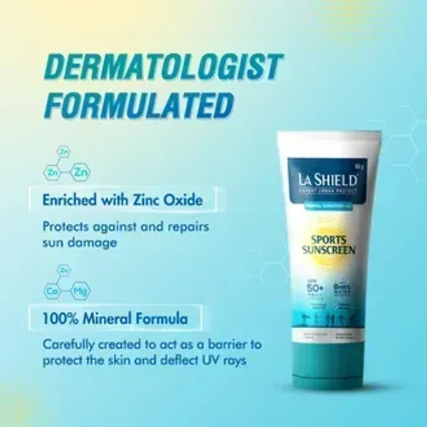 La Shield  Sports SPF 50+ PA+++ Mineral Sunscreen Gel - 80g