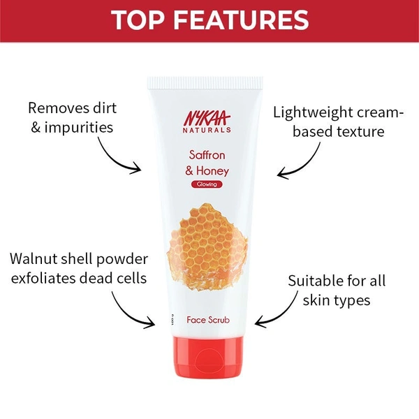 NYKAA Nykaa Naturals Saffron & Honey Face Scrub for Glowing Skin - 100g