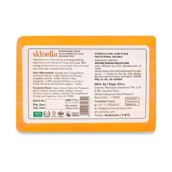 SKINELLA Natural Handmade Soap with Essential Oils (Orange Zest) (3 x 33.33 g)