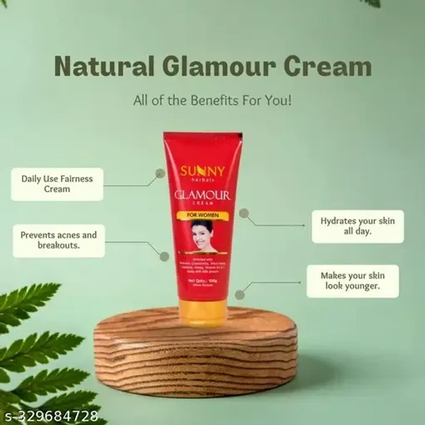 sunny Glamour Cream Enriched With Aloe Vera, Chamomilla, Vitamin B3 & E To Moisturize & Lighten Skin Tone |Restores Damaged Skin Cells For Women 100 gm (Pack of 2)