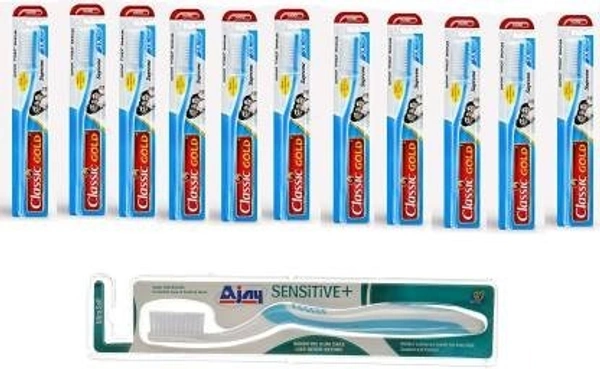 AJAY+ CLASSIC AJAY Sensitive Toothbrush (1Pc) + Classic Hard Tooth Brush (12 PC)  (13 Items in the set)