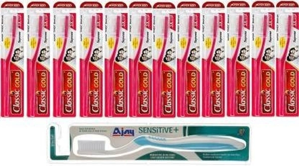 AJAY Sensitive Toothbrush (1Pc) + Classic Soft Tooth Brush (12 PC)  (13 Items in the set)