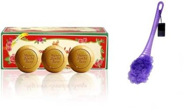 MYSORE SANDAL Mysore Sandal Soap (150 G X 3) With Shower Brush (4 Items in the set)
