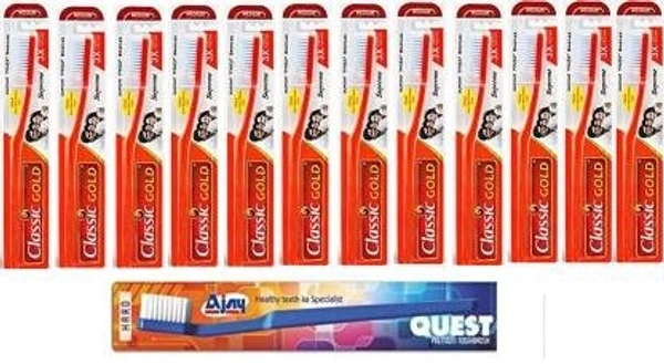 AJAY TB101 Toothbrush (1Pc) + Classic Medium Tooth Brush (12 PC)  (13 Items in the set)
