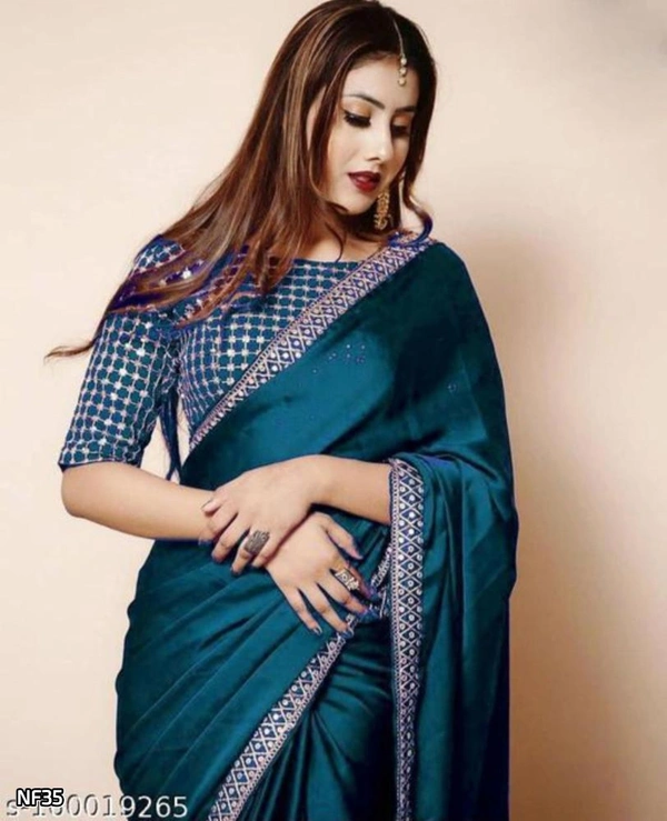 Vichitra Silk Saree - Black, Free