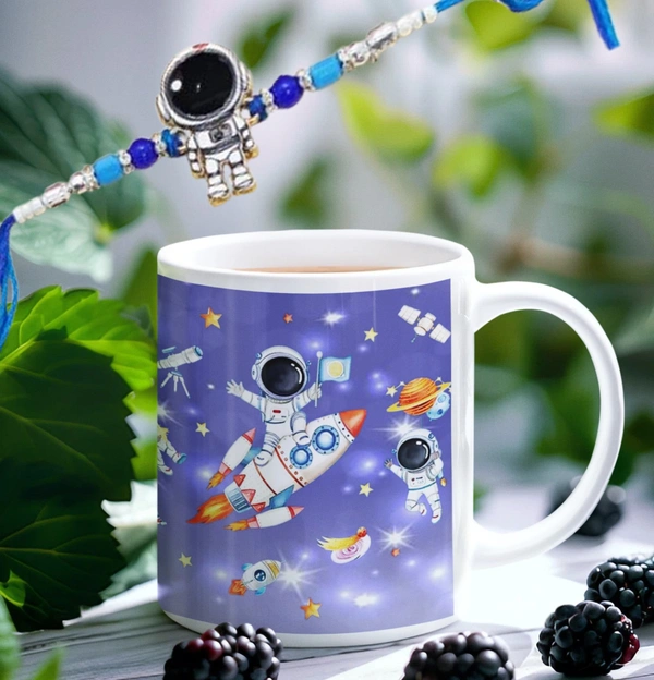 Peekalo Astronaut Rakhi with Printed Ceramic Mug (Set of 2)