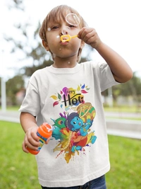 BBG Krishna Happy Holi Design Printed Holi Tshirt for  160 gsm polyester - 10-12