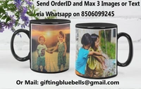 Personalizied Photo Black Mug with Logo, Message, Photo Print - 1