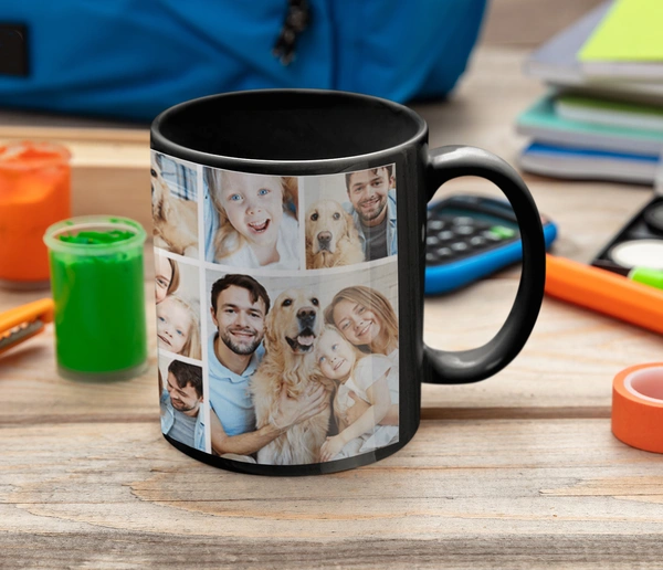 Personalizied Photo Black Mug with Logo, Message, Photo Print - 1