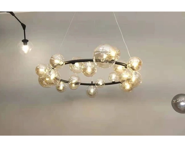 Ceiling Lamp, Black LED chandelier modern living room dining table bar glass ball ceiling chandelier shop kitchen lighting