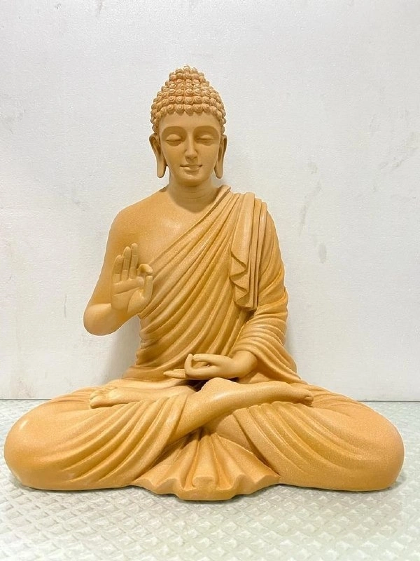 Delamps ARTISTICS Lord Buddha Idol Statue Showpiece for Home Decoration,Office Decor,Garden Decor and Living Room - Web Orange