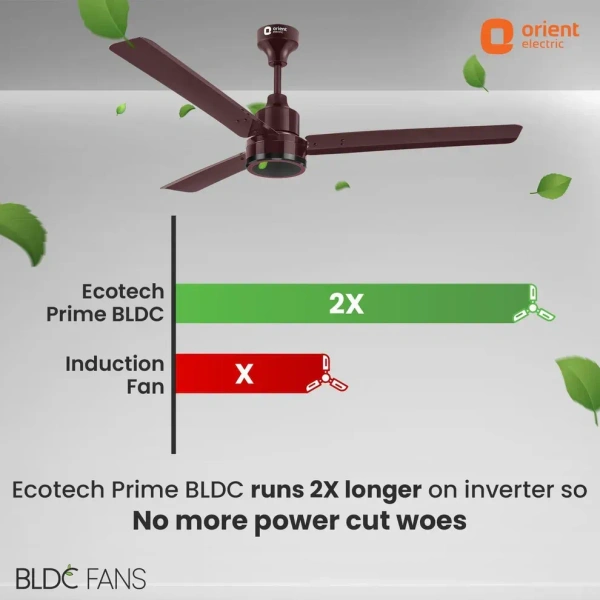 1200mm Ecotech Prime BLDC 5 Star Rated Ceiling Fan With Remote  - 1200 mm, brown