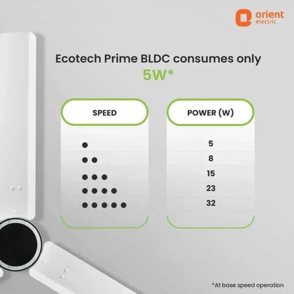 1200mm Ecotech Prime BLDC 5 Star Rated Ceiling Fan With Remote  - 1200 mm, white