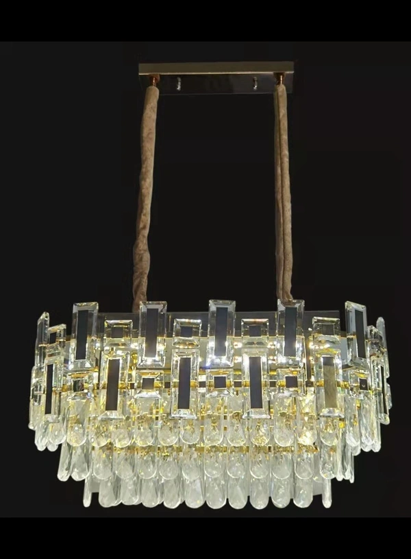  Chandeliers Nordic LED Oval Chandelier for Living Room Bedroom Kitchen Bar Stainless Steel Lamp Body Multi-Layer Crystal Round Pendant Light 