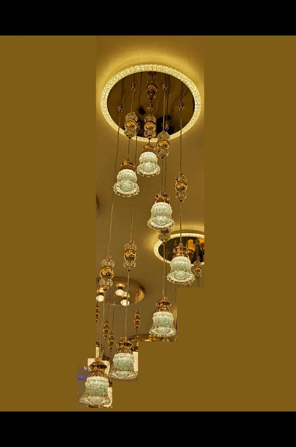 Staircase Chandelier Glass Balls Bar Restaurant Creative Personality Porch Corridor Lights Simple Modern Pendant Light Long Chandelier 