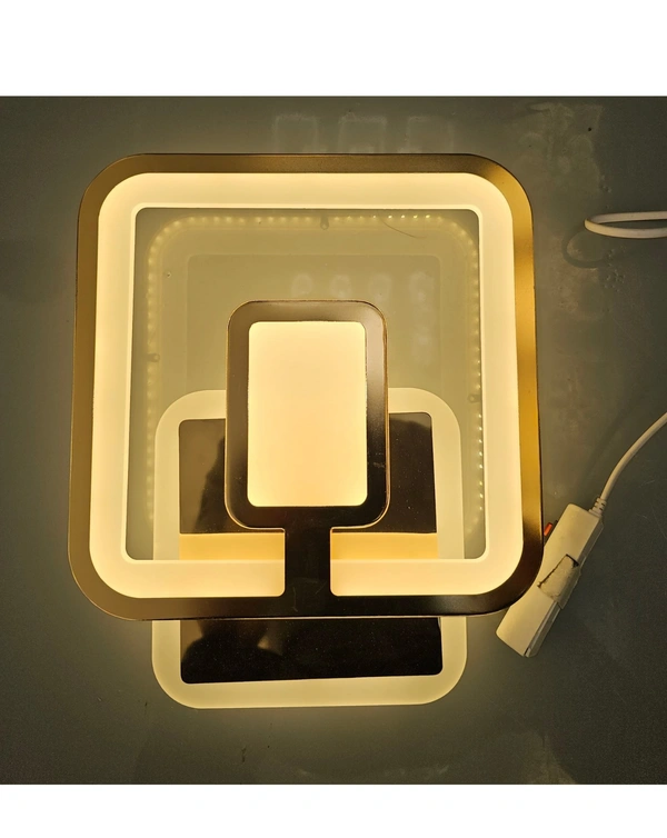 Square Wall Modern LED Light for Bedroom, Living Room, Study Room, Game Room, Office Room. Golden Body