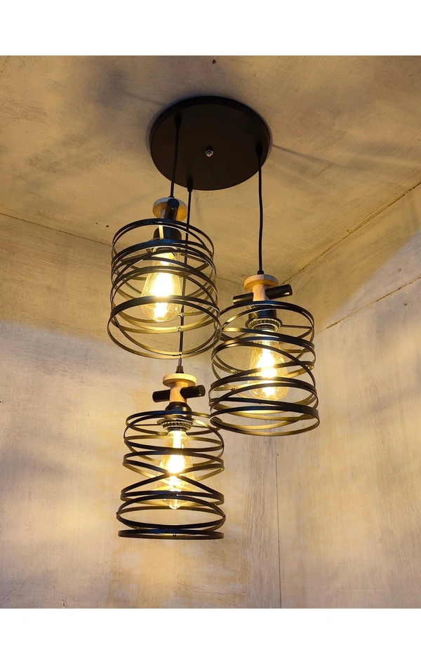 Pendant Lighting for Kitchen Island，Rustic Farmhouse Brown Rust Cage Hanging Lamp,Black