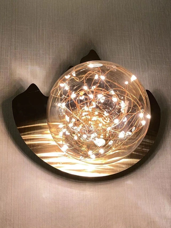 DELAMPS Traditional Indoor Wall Light Brown Color Globe Shape E27 Holder Upto 100-Watts Made in India - Cherrywood