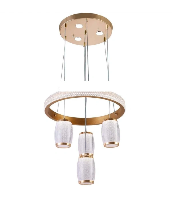  Modern Bar 5 Light LED Hanging Pendant Lamp, Spherical Carved Crystal Balls, 1264lm, 3200K