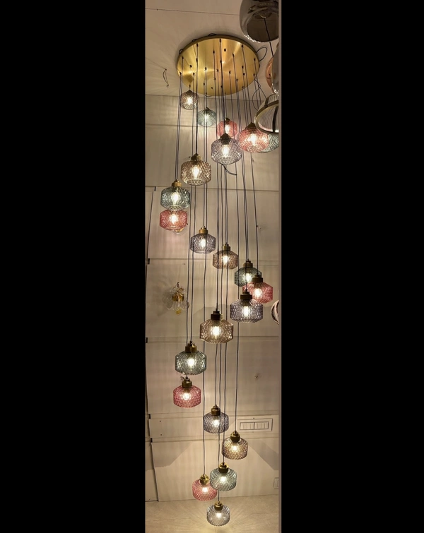 Modern Ceiling Lamp , Delicate Decorative Pattern Glass Ceiling Pendant Lighting Adjustable MI-NI Pendant Light Compatible with Kitchen Island Dining Room Living Room Bedroom Bar Original Design