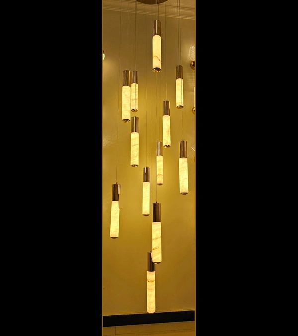Modern Kitchen Island Dimmable LED Modern Black Gold Ceiling Pendant Light Living Room Bedroom Foyer LED 54W Stairs Large Chandelier