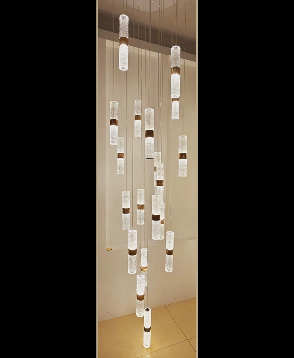 Modern Kitchen Island Dimmable LED Modern Black Gold Ceiling Pendant Light Living Room Bedroom Foyer LED 54W Stairs Large Chandelier