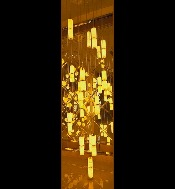 delamps Modern Island Dimmable LED Modern Black Gold Ceiling Pendant Light Living Room Bedroom Foyer LED 54W Stairs Large Chandelier