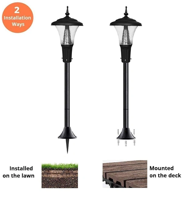 DELAMPS 15 Watt LED Pole Lights for Garden/Outdoor Waterproof Aluminum Body with PVC Glass Post Light (1 Pc, Black)