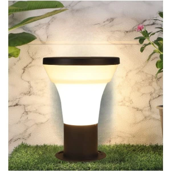 DELAMPS Black Design Modern Outdoor Pole Lamp/Gate Light/Pillar Light/Garden Light for Home - Metal and PVC, Black and Clear, Pack of 1