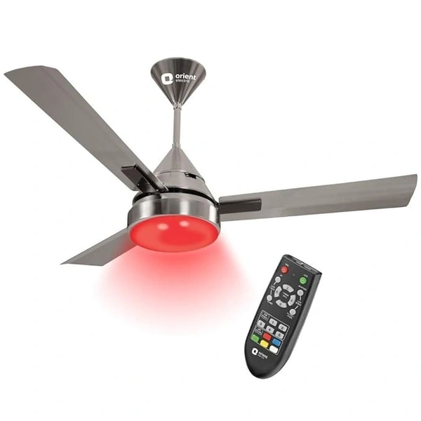 Orient Electric’s 1200 mm Spectra| Ceiling fan with color-changing LED| Premium fan with electroplated finish|100% Copper motor| 2-year warranty| Pewter finish, pack of 1 - 1200 mm, Pewter finish