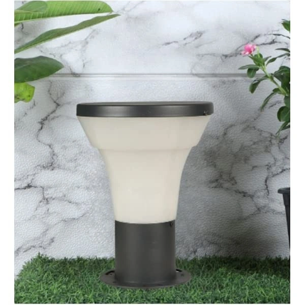 DELAMPS Black Design Modern Outdoor Pole Lamp/Gate Light/Pillar Light/Garden Light for Home - Metal and PVC, Black and Clear, Pack of 1