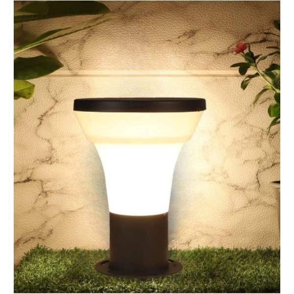 DELAMPS Black Design Modern Outdoor Pole Lamp/Gate Light/Pillar Light/Garden Light for Home - Metal and PVC, Black and Clear, Pack of 1