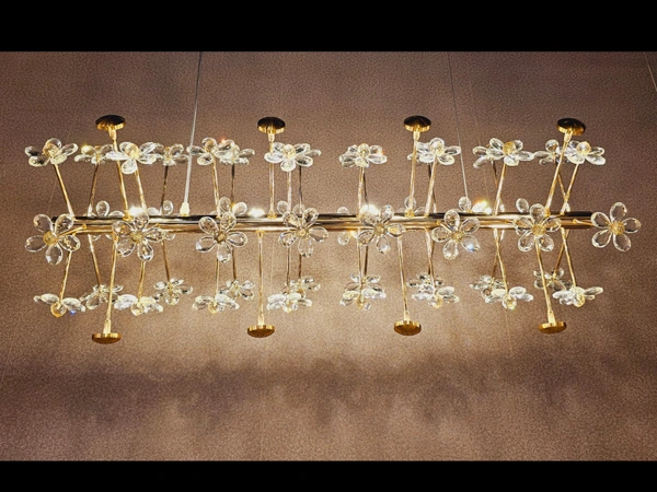  Copper Crystal Chandelier, Modern Simple Dining Room Lamp, Light Luxury Villa Model Room Dining Table Bar Personalized Ceiling Lamp, Suitable for Hotel Installations