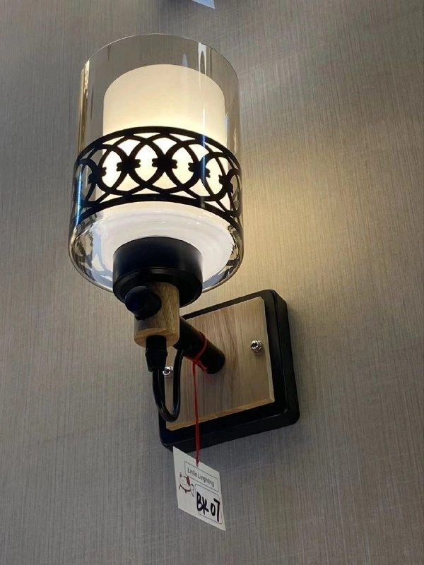 DELAMPS Double Glass Layer Wall Mount Lamp For Living Room and Bedside Lamp  - Black