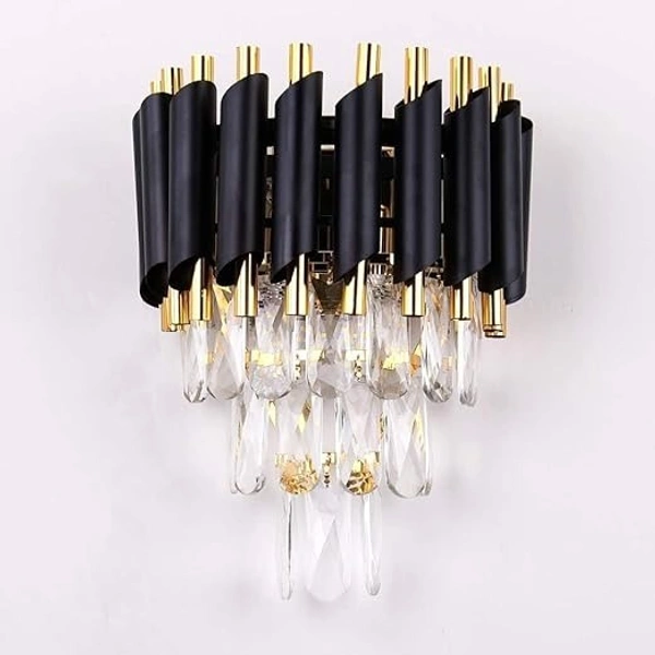 Delamps Modern K9 Crystal Wall Sconce Lighting Fixture 3 Tiers Wall Lamp for Bedroom Bathroom Living Room Hallway Home Décor (Black)