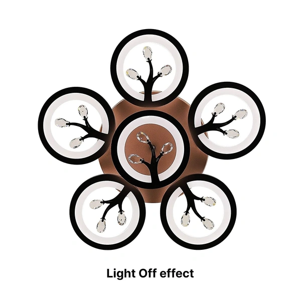 Center Circle Light Ceiling LED Chandelier Lamp for Living Room-Crystal,Brown and White