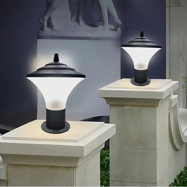 DELAMPS Die Cast Grey Metal Rain Water Resistance Outdoor Gate Light Garden Lamp Pillar Lamp Gardner Lights