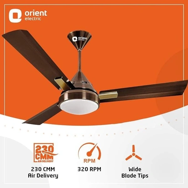 Orient Electric’s 1200 mm Spectra| Ceiling fan with color-changing LED| Premium fan with electroplated finish|100% Copper motor| 2-year warranty| Antique Copper, pack of 1 - 1200 mm, Antique Copper