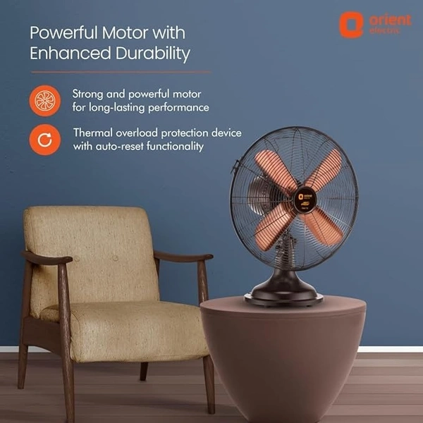 Orient Electric RETRO T16RUBBED BRONZE 400 mm 4 Blade Table Fan  (Rubbed Bronze, Pack of 1) - 400mm, Rubbed Bronze