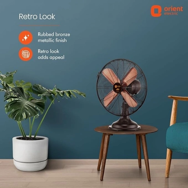 Orient Electric RETRO T16RUBBED BRONZE 400 mm 4 Blade Table Fan  (Rubbed Bronze, Pack of 1) - 400mm, Rubbed Bronze