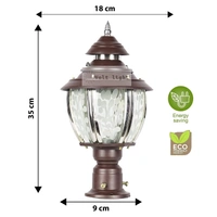 DELAMPS Decorative Metal Curve Glass Gate Pole Light Fog Bright Lighting Pole Mount Lamp Exterior Fixtures for Your Entrance Gate Light, Water Resistant Light Pack of 1