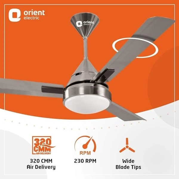 Orient Electric’s 1200 mm Spectra| Ceiling fan with color-changing LED| Premium fan with electroplated finish|100% Copper motor| 2-year warranty| Pewter finish, pack of 1 - 1200 mm, Pewter finish