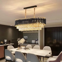 delamps Light Black Golden Oval Chandelier (800mm x 300mm)