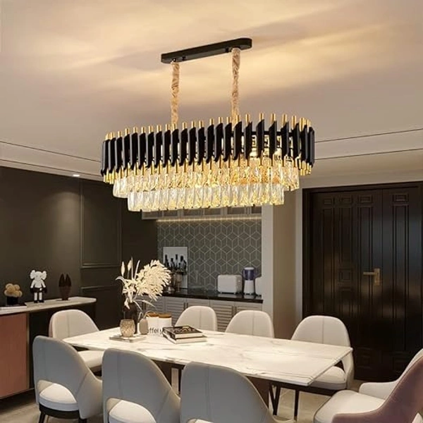 delamps Light Black Golden Oval Chandelier (800mm x 300mm)