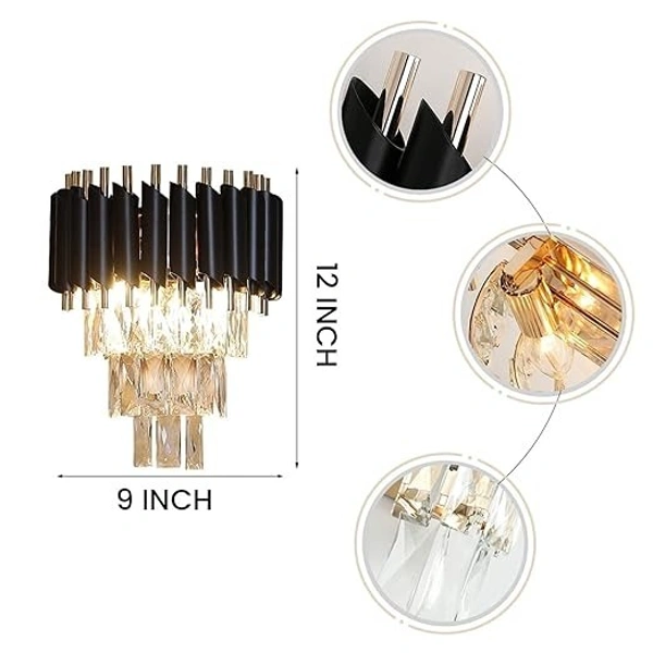 DELAMPS Modern Squere Black Gold Crystal Chandelier(400mm)…