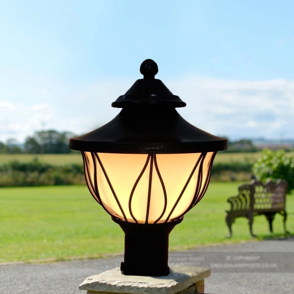 Lotus Shape Gate Light for Outdoor Piler & Pipe, Gate Lamp (Black)