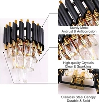 DELAMPS Modern Squere Black Gold Crystal Chandelier(400mm)…