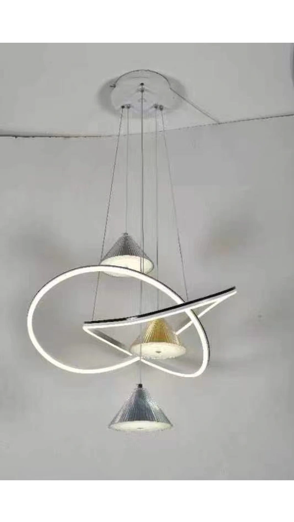  Ring Three-Color Light Chandelier, Light Luxury Led Acrylic Restaurant Pendant Hanging Lamp, for Dining Room Bedroom Chandeliers(Size:Single Lap)