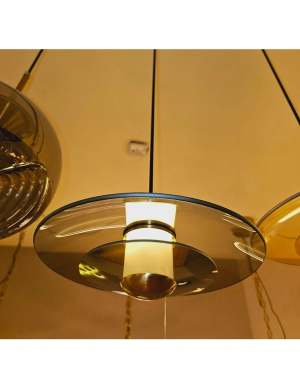Modern LED Pendant Lights Fixtures Round Pendant Light Ceiling Hanging Lamp, Double Layer disc for Bedroom Dining Room Living Room