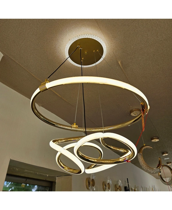 Two Ring GOLD Chandelier, Three Colour (Warm White,  Natural White, Cold White) 6518